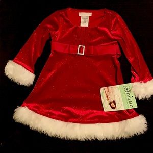 NWT Bonnie Jean baby girl Red Holiday Xmas Dress